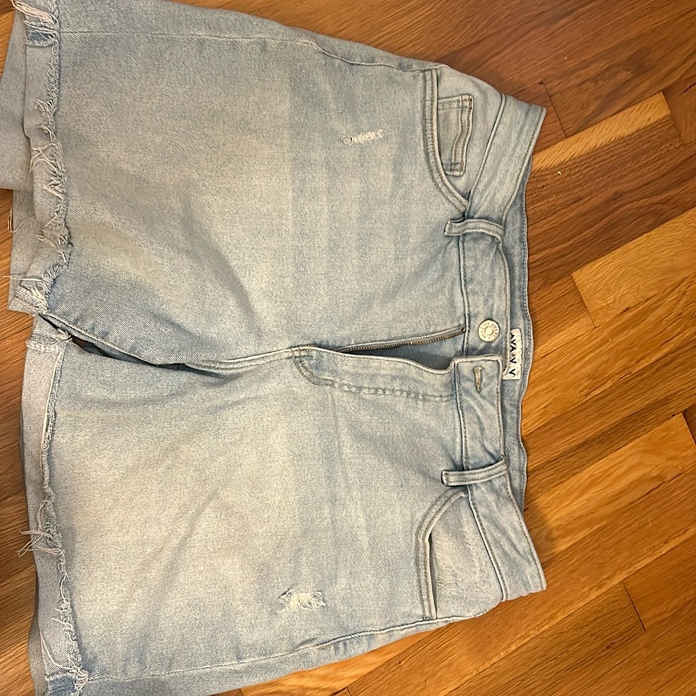 Women's Plus Size High-Rise Bermuda Jean Shorts - Ava & Viv™ Light Blue 14W